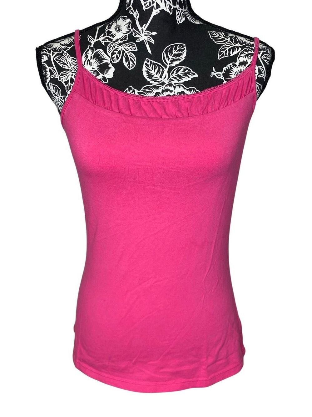George Pink Built In Bra Cami Tank Top Stretch Cotton Y2K Layering Basic Daily